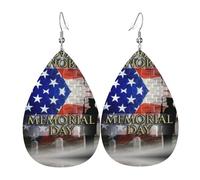 Us Military Soldiers Patriotic Memorial Day Leather Earring For Women Teardrop Dangle Printed Fashion Accessories Daily Wear Party