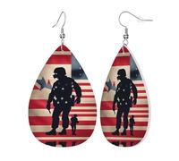 Us Military Soldiers Patriotic Memorial Day Leather Earring For Women Teardrop Earrings Trendy Leather Earrings Dangle Jewelry Gifts For Mom Wife Daughters