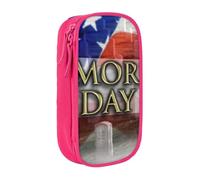 US Military Soldiers Patriotic Memorial Day Pencil Case Pink Pencil Bag | Large Capacity Pencil Pouch Stationery Organizer Makeup Bag For Students Office Travel Art Supplies