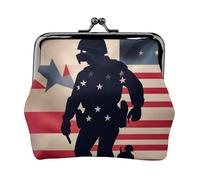 US Military Soldiers Patriotic Memorial Day Print Compact Coin Purse Exquisite Kiss Lock Wallet Cute Mini Pouch Coins Cards Wallet