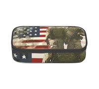 US Military Soldiers Patriotic Memorial Day Print Large Capacity Pencil Case, Stationery Pencils Case Bag with Compartments, Portable Pencil Pouch Pencil Bag with Zipper for Students Teachers Office