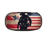 Us Military Soldiers Patriotic Memorial Day Print Lightness Portable Pencil Case Spacious Pen Bag School Supplies Makeup Storage