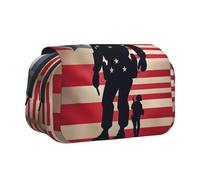 US Military Soldiers Patriotic Memorial Day print Makeup Cosmetic Bag Stationary Kawaii Pencil Box Pouch Gadget Organizer Bag with Zipper