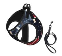 US Military Soldiers Patriotic Memorial Day Print Pet Leash Vest Soft Adjustable Step in Puppy Vest Outdoor Walking with Leash