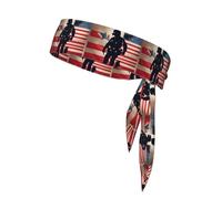 Us Military Soldiers Patriotic Memorial Day Print Sports Head Tie, Hair Band For Workout, Running, Yoga, One Size Fits Most