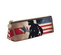 US Military Soldiers Patriotic Memorial Day Print Student Pencil Case Large Capacity Triangle Pouch Daily Essentials School College