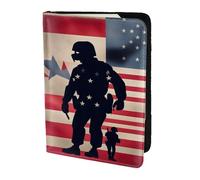 US Military Soldiers Patriotic Memorial Day print Travel Wallet Passport Holder Case for Family Leather Passport Cover for Men Women, Black, One Size