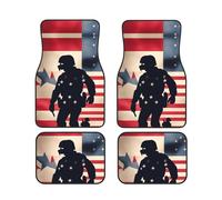 US Military Soldiers Patriotic Memorial Day Print Vehicle Accessories Foot Mat Set 4 Pieces Floor Mats Protection Vans Sedans Trucks