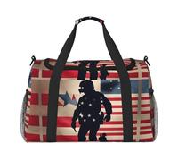 US Military Soldiers Patriotic Memorial Day print Weekender Overnight Carry On Bag Gym Luggage Bag Duffel Bag for Travel Women, Black, One Size