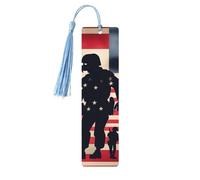 US Military Soldiers Patriotic Memorial Day Print Wooden Bookmark Cute Bookmarks,with Tassels Bookmarks 5 Pieces Bookish Gifts