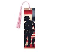 US Military Soldiers Patriotic Memorial Day Print Wooden Bookmark Cute Bookmarks,with Tassels Bookmarks 5 Pieces Bookish Gifts
