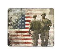US Military Soldiers Patriotic Memorial Day Printed Gaming Mouse Pad 10.3x8.3 Inches, Non-Slip Rubber Base Laptop Mousepad Desk Mat with Stitched Edges for Gamer, Office, Home