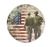 US Military Soldiers Patriotic Memorial Day Printed Gaming Mouse Pad 4 PCS, Round Non-Slip Rubber Base Laptop Mousepad Desk Mat for Gamer, Office, Home