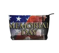 US Military Soldiers Patriotic Memorial Day Printed Make up Bag for Women Corduroy Makeup Bags Zipper Travel Cosmetic Bags Pouch Organizer