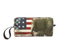 US Military Soldiers Patriotic Memorial Day Printed Makeup Bag Simple Travel Cosmetic Bags Waterproof Cosmetic Case Toiletry Bag Organizer for Women Mom Girls