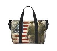 US Military Soldiers Patriotic Memorial Day Printed Travel Bag Duffle Bag for Men Women, Large Water Resistant Gym Bag Weekend Holdall Bag with Shoulder Strap