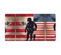 Us Military Soldiers Patriotic Memorial Day Printing Desk Mat Ideal for Large Mouse Pad, Horizontal Oversized Rubber Mouse Pad 16x29.5in,Office