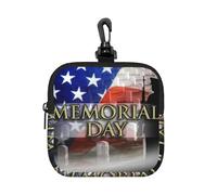 Us Military Soldiers Patriotic Memorial Day Square Zipper Pouch with All-Over Print,Waterproof Rubber-Fabric, Lightweight Durable Small Organizer Bag for Coins, Cards, Keys
