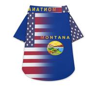 US & Montana1 State Flag Funny Dog Shirt Button Down Cat Clothes Top for Small Medium Large Pet