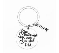 US Navy She Believed She Could So She Did Keychain, Inspirational Military Key Rings Gift for Navy Daughter, Wife, Mom, Sister or Niece