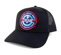 US Navy TOP Gun Patch Snapback Trucker Mesh Cap - Black - One Size