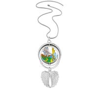 us new york amewatercolor Pendant Angel Wings Rotating Necklace Jewelry