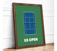 US Open Court Geometric Framed Wall Art Print A4 (29.7×21cm) Walnut, Wall Decor for Living Room, Bedroom, Office & Home, Ready to Hang, Art Gift