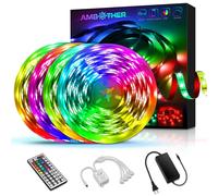 (US Plug, 5M) 5050 SMD RGB Wifi Wireless Strip Light 24-key Voice Control 30LED/M Alexa Smart Home Waterproof Strip Light