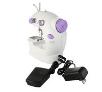 (US Plug) Portable Mini Desktop Sewing Machine Double Speed Automatic Thread with Light