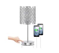 (US Plug) USB Rechargeable Crystal Desk Lamp Touch Dimming BedsideLights Bedroom LED Night Light with Light Source