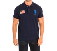 US Polo Assn Mens JARE Short Sleeve with contrasting lapel collar 64777 man - Blue Cotton - Size Small