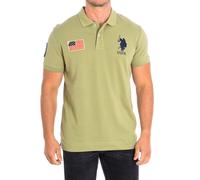 US Polo Assn Mens JARE Short Sleeve with contrasting lapel collar 64777 man - Green Cotton - Size Medium