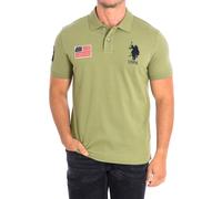 US Polo Assn Mens JARECBFD Short Sleeve with contrasting lapel collar 61431 man - Green Cotton - Size Medium