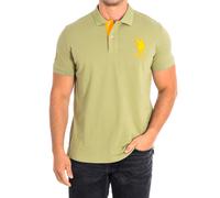 US Polo Assn Mens KORYCBAD Short Sleeve with contrasting lapel collar 64779 man - Green Cotton - Size Medium