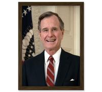 Artery8 US President George H W Bush Portrait Photo Artwork Framed Wall Art Print A4