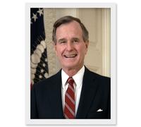 Artery8 US President George H W Bush Portrait Photo Artwork Framed Wall Art Print A4