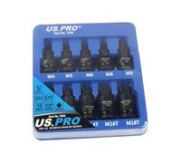 US PRO 10-Piece 1/2" Drive Impact Spline Bit Socket Set, M4-M18T, S2 Bit with CR-V Socket