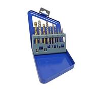 US PRO 10-Piece Left Hand Drill Bit and Screw Extractor Set, HSS-G, Titanium Finish, with Storage Case