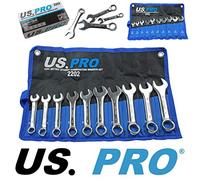 US PRO 10 Piece Stubby Metric Combination Spanner Wrench Set 10mm to 19mm 2202