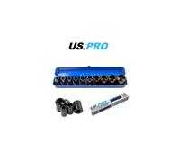 US PRO 10PC 1/2" DR Shallow Impact Metric Socket Set 9 - 27mm 1396