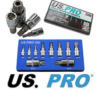 US PRO 10pc 1/4'' 3/8'' 1/2'' Drive Triple Square Spline Bit Sockets M4 - M18 3388
