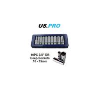 US PRO 10pc 3/8'' DR Deep Sockets Set 10 - 19mm 3237