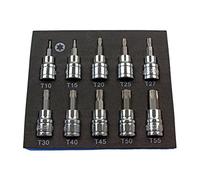 US PRO 10pc 3/8dr TorxStar Bit Socket Set 48mm (L) T10 to T55 2066