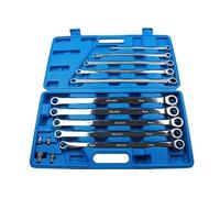 US PRO 10pc Extra Long Double Ring Single Gear Ratchet Spanner Wrench Set 8-19mm 3224