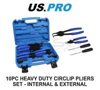 US PRO 10pc Heavy Duty Circlip Pliers Set - Internal & External 7400