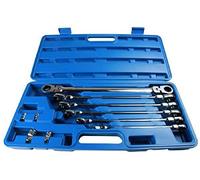 US PRO 10pc Long Double Flexi Head Ratchet Spanner Wrench Set 8-19mm 2218