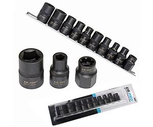 US PRO 10pc Specialist Profile Automotive Socket Set M6S M8S M10S M12S 20mm 10 Point 5 Sided Sockets