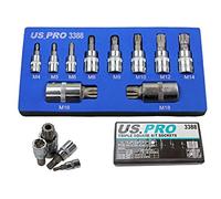 US PRO 10pc Triple Square Spline Bit Sockets in Foam Tray M4-M18 XZN