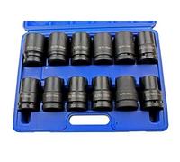 US Pro 12 Pc 1" Drive Single Hex Deep Impact Socket Set