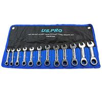 US PRO 12pc 72 Teeth Stubby Ratchet Combination Spanner Set 8-19mm Spanners